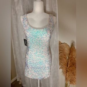 ✨ White Iridescent Sequin Sparkle Dress ✨